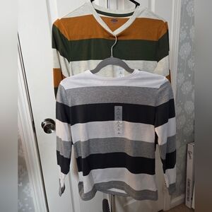 TWO NWT Old Navy Striped Shirt Shirts Boys Sz 10-12